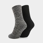 Men's Crew Length Pack of 2 Socks ( Grey, Black ), Black, small