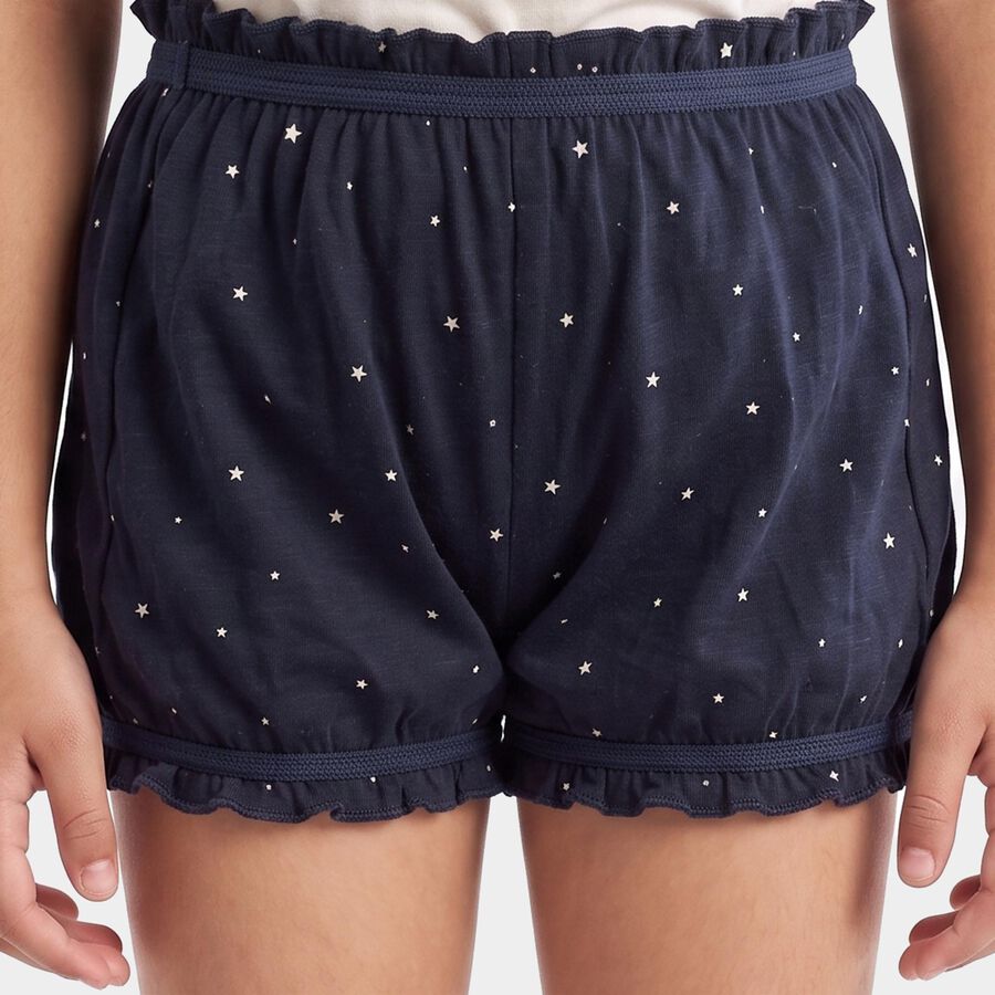 Girls' Navy Blue Regular Fit Star Printed Bloomer, नेवी ब्लू, large