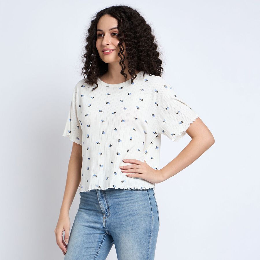 Ladies' 100% Cotton Crop  Top, ऑफ व्हाइट, large image number null