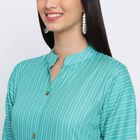 Printed Straight 3/4th Sleeves Kurta, Light Green, small image number null