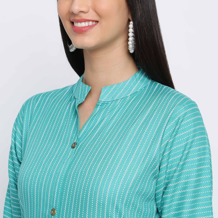 Printed Straight 3/4th Sleeves Kurta, Light Green, large image number null