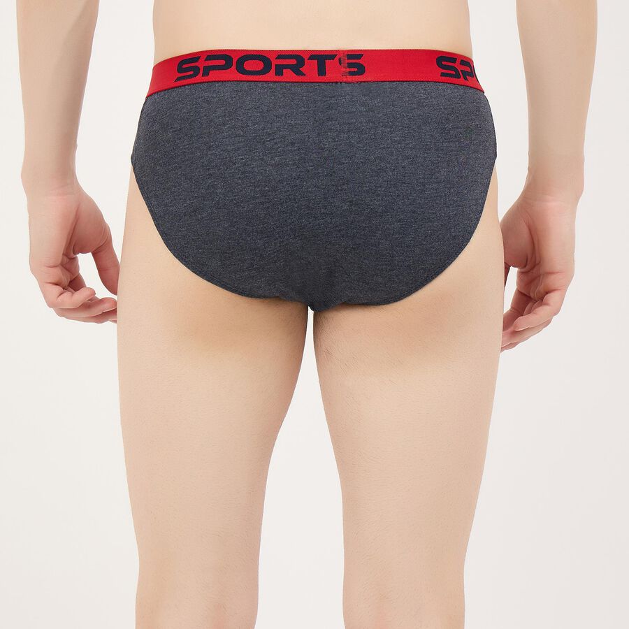 Men's Navy Blue Regular Fit Solid Briefs, Melange Blue, large