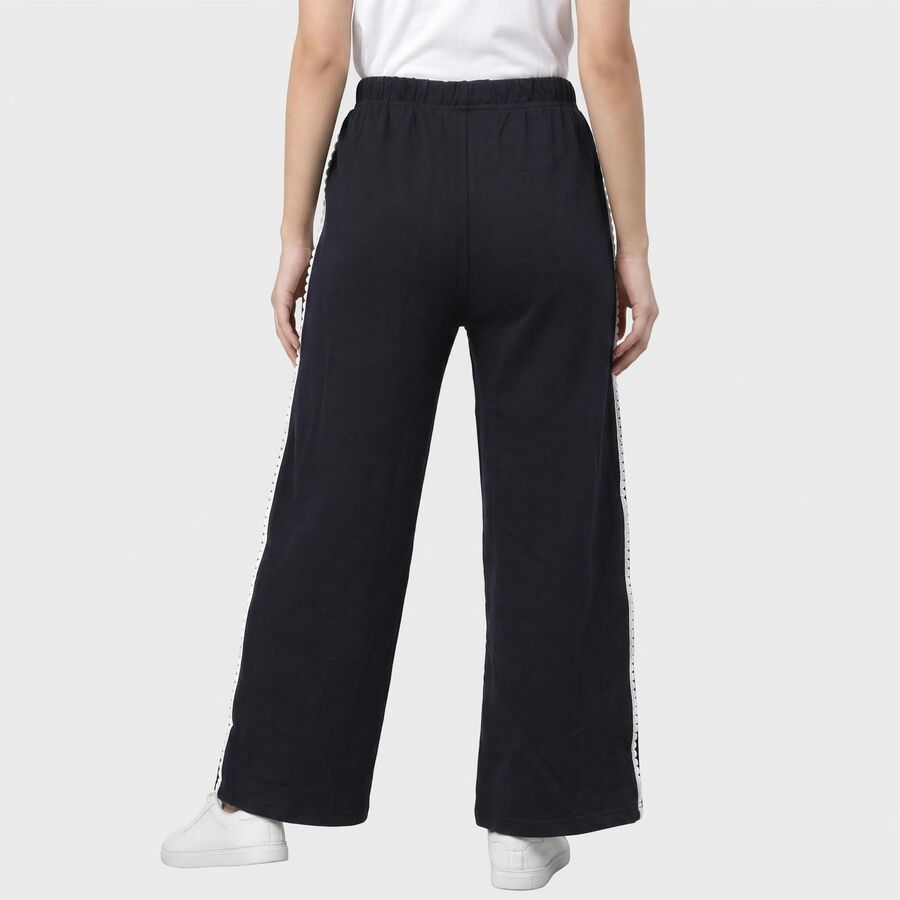 Women's Navy Blue Straight Fit Side-Striped Track Pants, नेवी ब्लू, large