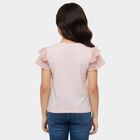 Girls Pink Cotton Round Neck Graphic Printed T-Shirt, हल्का गुलाबी, small