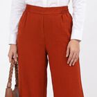 Women Rust Wide Leg Elastic Waist Trousers, रस्ट, small