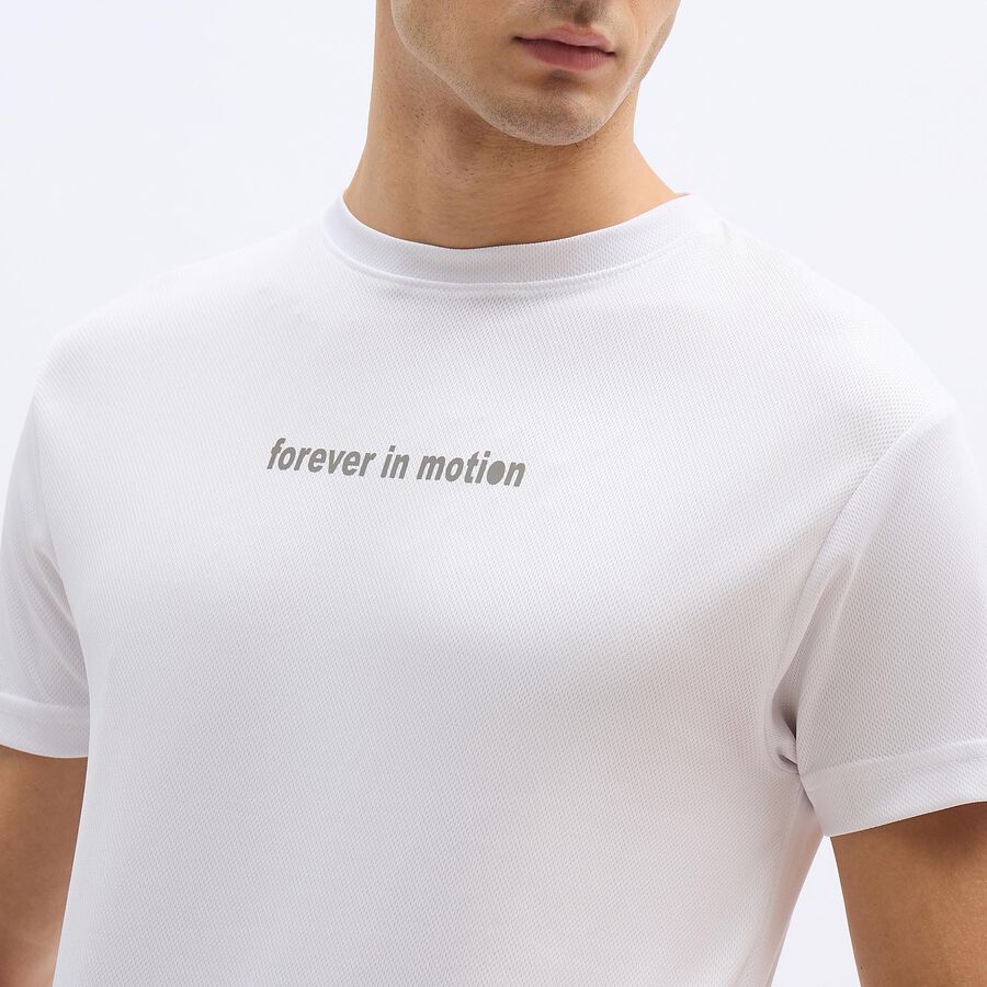 Men's Bright Eggshell White Crew Neck Athleisure T-Shirt, White, large