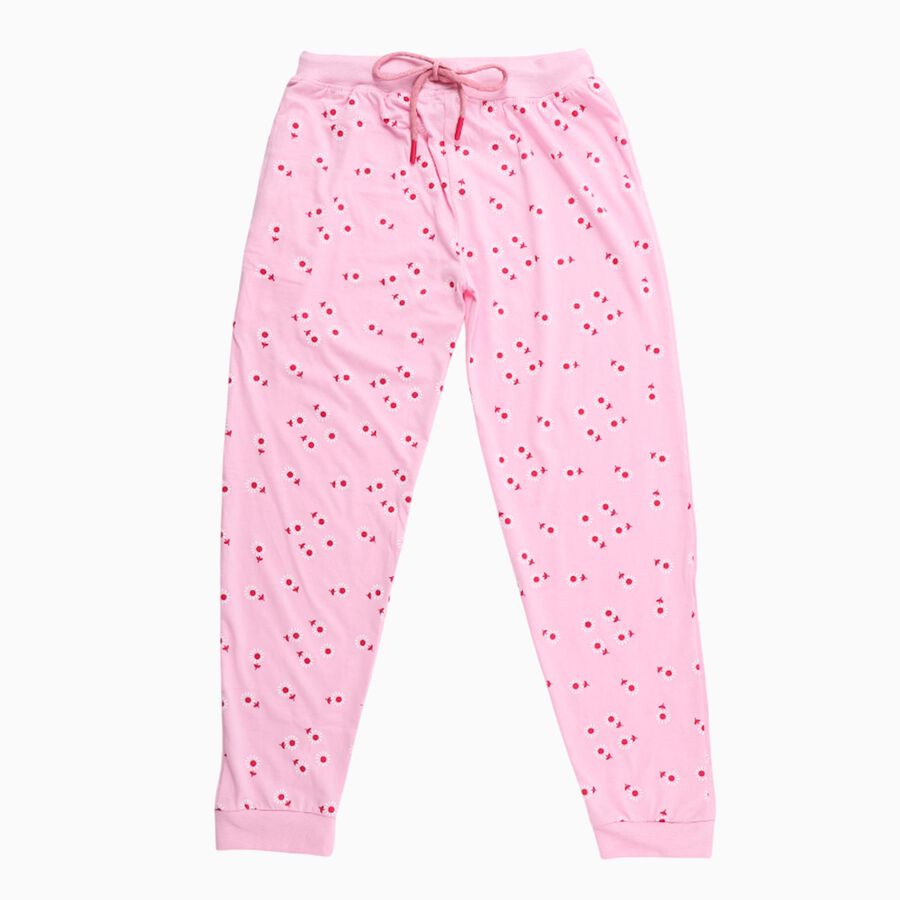 Girls Soft Rose Pink Regular Fit Polka Dot Printed Pyjama, Light Pink, large