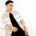 Men's Light Beige Mock Neck Casual Sweatshirt, गहरा पीला, small image number null
