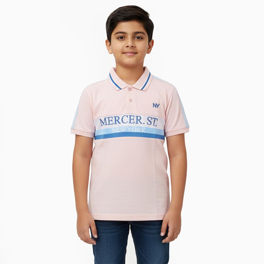 Boys' Half Sleeves T-Shirt, Light Pink, large image number null