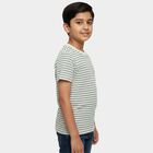 Boys' Green Round Neck Graphic Printed T-Shirt, हल्का हरा, small