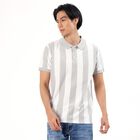 Men's Light Grey Polo Neck Striped T-Shirt, Light Grey, small image number null