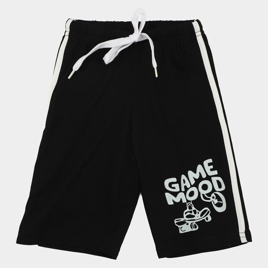 Boys' Black Relaxed Fit Printed Jamaican Shorts, Black, large