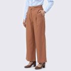Women's Rust Wide Leg Pleated Trousers, Rust, small