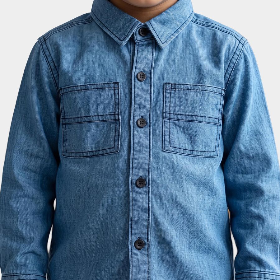 Boys Light Blue Casual Shirt, Light Blue, large