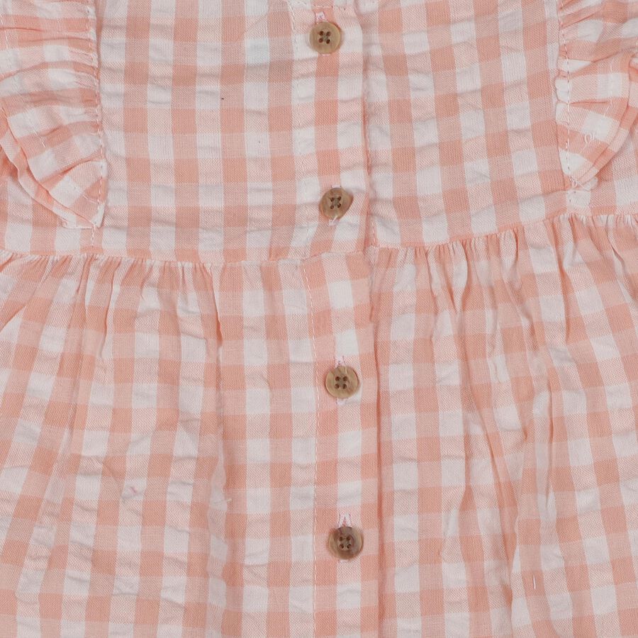 Infant Peach Cotton Ruffle Sleeve Top and Bloomers Set, Peach, large