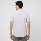 Men's White Cotton Short Sleeve Spread Collar Regular Fit Casual Shirt, Off White, small