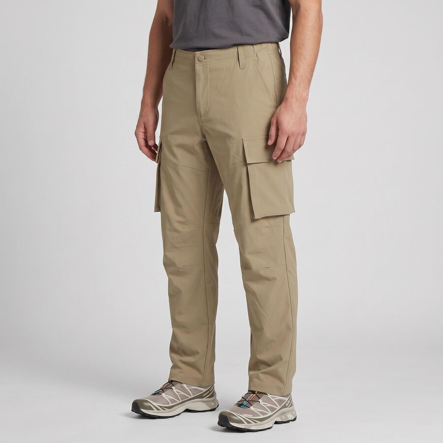 Men's Beige Slim Fit Cargo Trousers, गहरा पीला, large