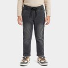 Boys Grey Straight Fit Drawstring Waist Jeans, हल्का ग्रे, small