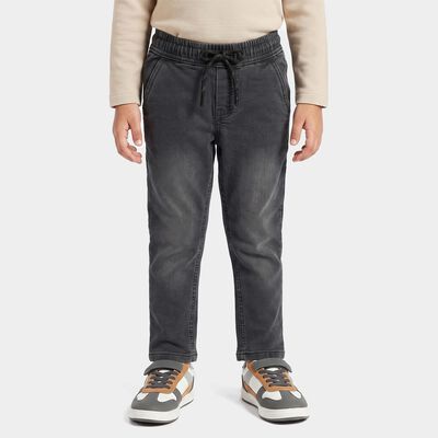 Boys Grey Straight Fit Drawstring Waist Jeans