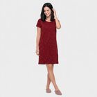 Women's Wine Cotton Round Neck T-Shirt Style Nighty, Wine, small
