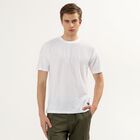 Men's White Round Neck Self Design Half Sleeves T-Shirt, White, small