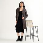 Women's Dark Grey Classic Long Coat, गहरा ग्रे, small image number null
