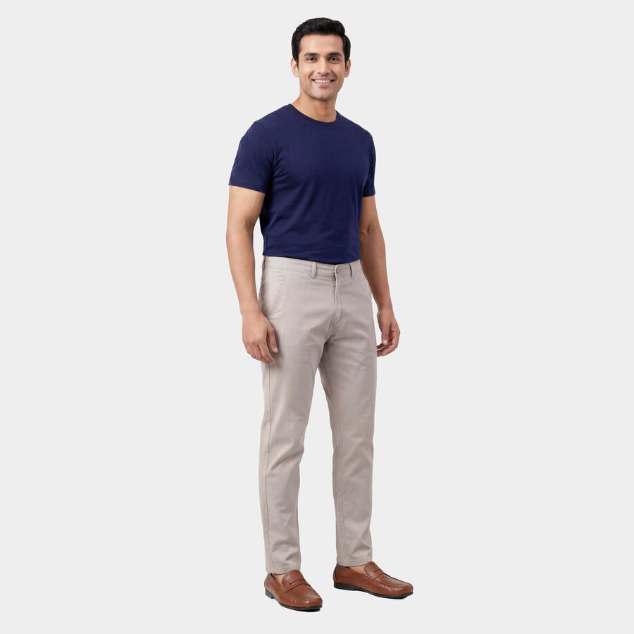 Men's Slim Fit Casual Trousers, गहरा पीला, large