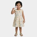 Girls' Yellow Floral Printed Sleeveless Frock, पीला, small