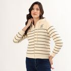 Women's Rich Eggshell White Hooded Neck Casual Sweatshirt, Off White, small image number null