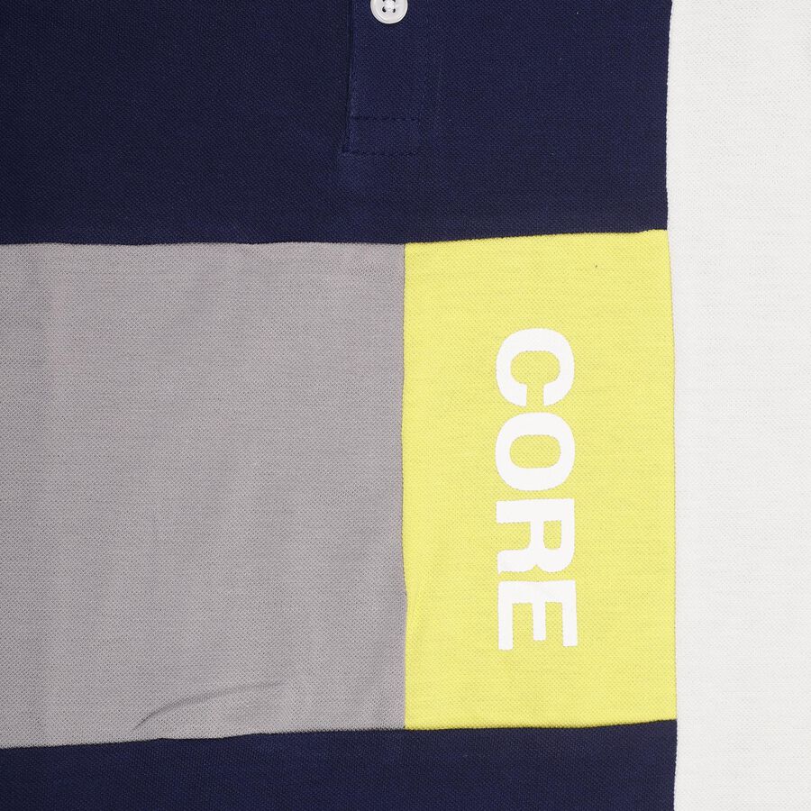 Boys' Navy Blue Cotton Polo Neck Half Sleeve T-Shirt, Navy Blue, large image number null