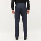 Men's Jet Blue Slim Fit Formal Trousers, Dark Blue, small