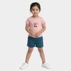 Girls Pink Cotton Round Neck Casual T-Shirt, हल्का गुलाबी, small