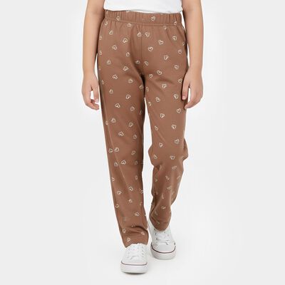 Girls' Brown Cotton Blend Solid Pyjama