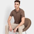 Men's Collared Half Sleeves T-Shirt, खाकी, small image number null