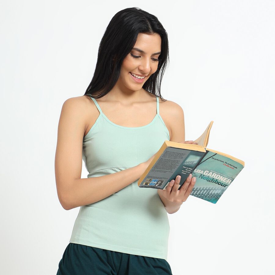 Ladies' Mint Green Cotton Scoop Neck Basic Slip, Light Green, large