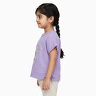 Girls' Lavender Round Neck Casual T-Shirt, Lilac, small image number null
