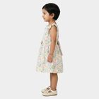 Girls' White Floral Print Sleeveless Frock, ऑफ व्हाइट, small