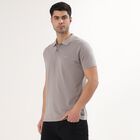 Men's Light Grey Polo Neck Casual T-Shirt, Light Grey, small