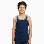 Boys Navy Blue Cotton Round Neck Sleeveless Vest, टील ब्लू, small image number null