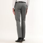 Men's Muted Charcoal Grey Slim Fit Flat-Front Formal Trousers, हल्का ग्रे, small