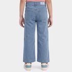 Girls' Light Blue Straight Fit Embroidered Jeans, मिश्रित नीला, small