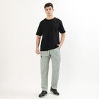 Men's Jet Black Regular Fit Cotton Track Pants, Light Green, small image number null