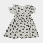 Infants' White Daisy Print Ruffle Sleeve Cotton Frock, Off White, small