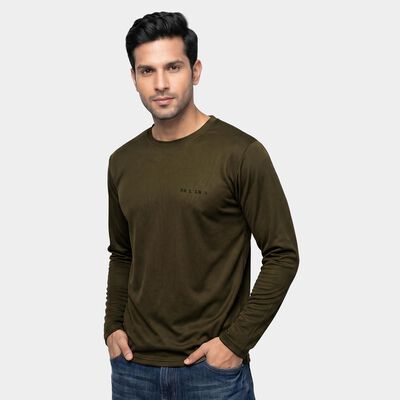 Men's Olive Green Crew Neck Regular T-Shirt