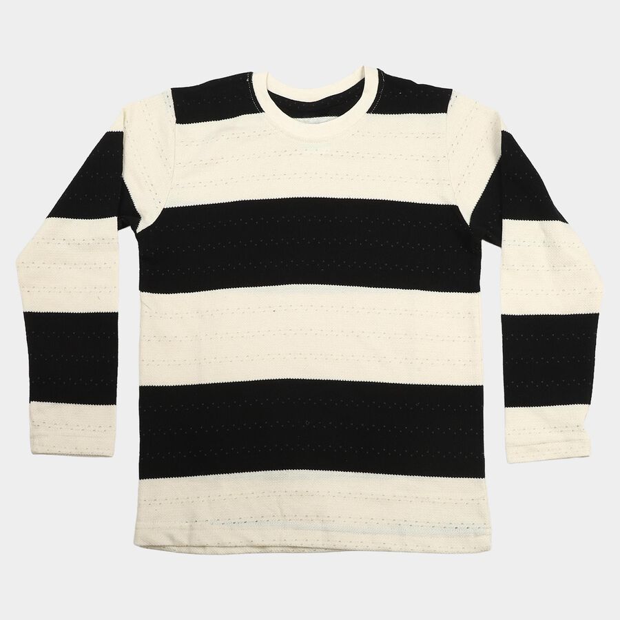 Boys White Crew Neck Regular T-Shirt, सफ़ेद, large