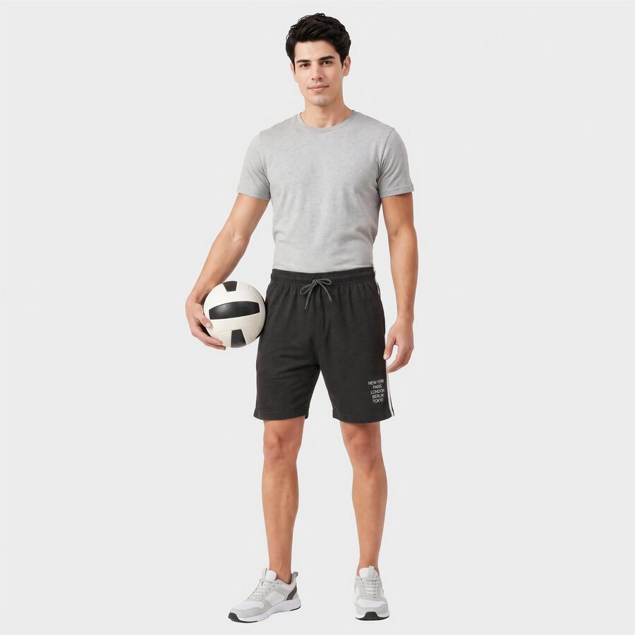 Men's Charcoal Regular Fit Athletic Bermuda Shorts, चारकोल, large