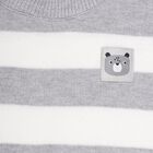 Infants Light Grey and White Crew Neck Casual Pullover, हल्का ग्रे, small image number null