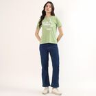 Women's Mint Round Neck Graphic Printed T-Shirt, हल्का हरा, small