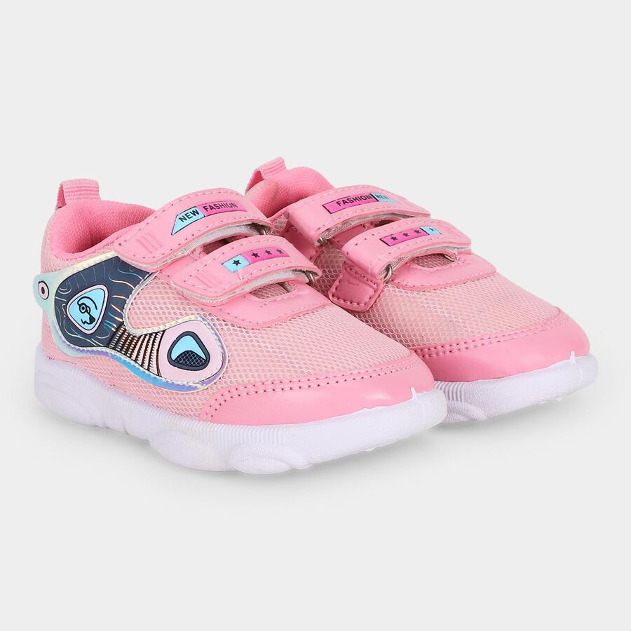 Girls' Pink Velcro Sneakers, Pink, large
