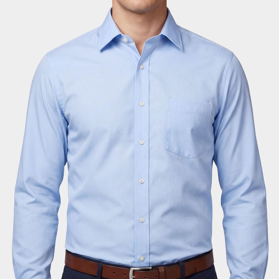 Men's Light Blue Cotton Spread Collar Formal Shirt, Light Blue, large
